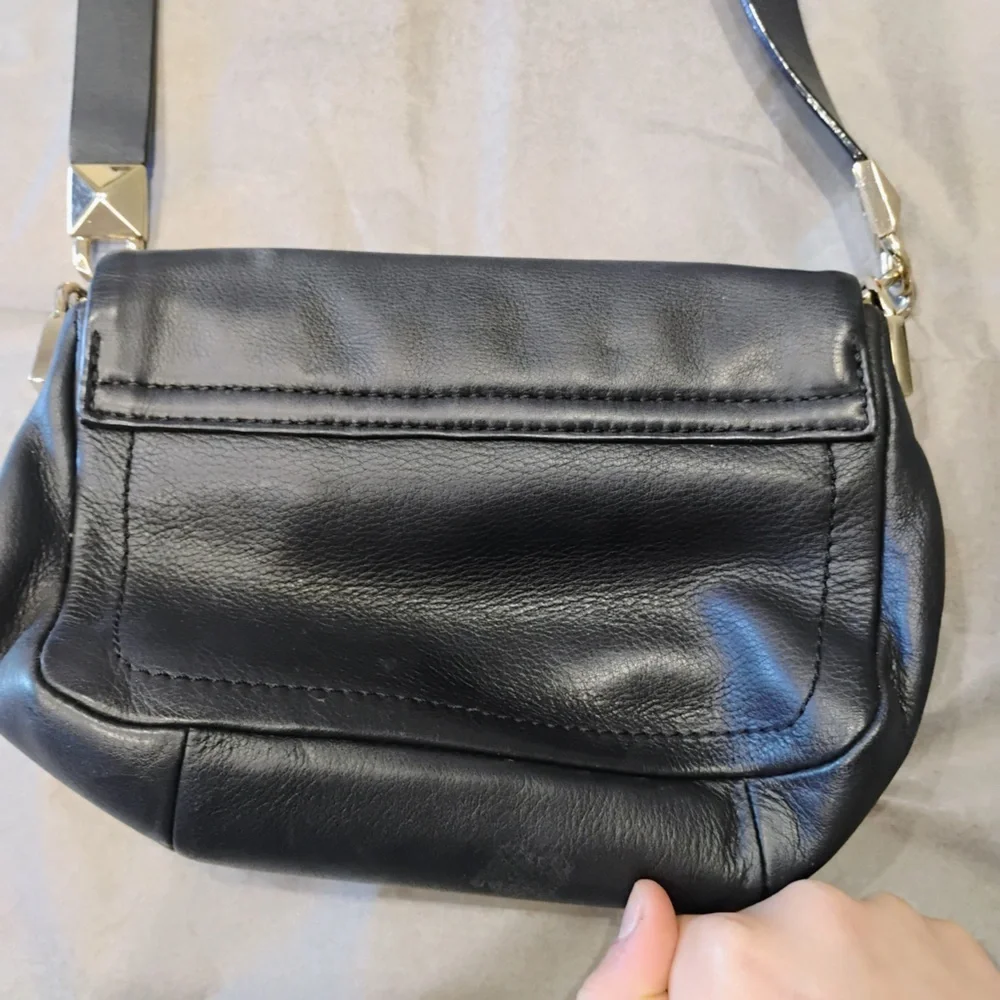 Kate Spade New York Black Leather Crossbody Shoulder Bag Designer Minimalistic